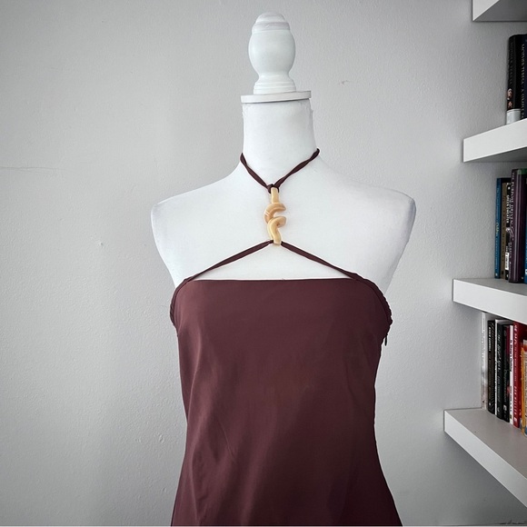 Cult Gaia Brown Castila Halterneck midi dress size large - Picture 5 of 15